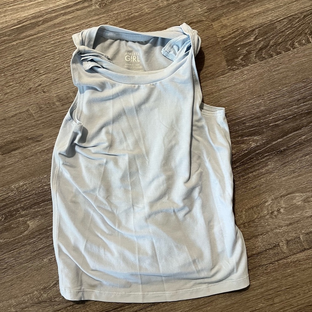 Athleta Light Blue Ruched Sleeveless Tank Top
